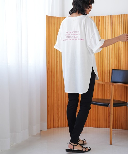 mili an deni(ミリアンデニ)の「半袖バックプリントTシャツ(Tシャツ/カットソー・レディース・オフホワイト/チャコールグレー/ブラック・L/M)」の14枚目の写真