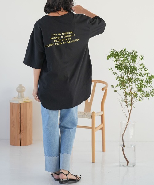 mili an deni(ミリアンデニ)の「半袖バックプリントTシャツ(Tシャツ/カットソー・レディース・オフホワイト/チャコールグレー/ブラック・L/M)」の9枚目の写真