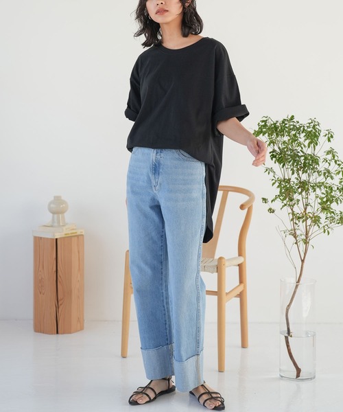 mili an deni(ミリアンデニ)の「半袖バックプリントTシャツ(Tシャツ/カットソー・レディース・オフホワイト/チャコールグレー/ブラック・L/M)」の8枚目の写真