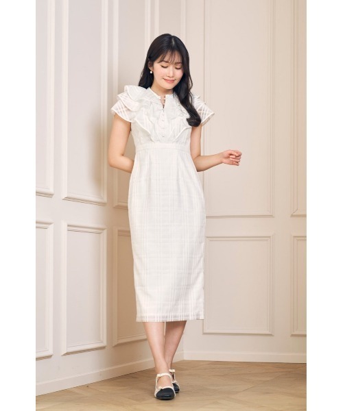 【極美品】Split Ruffled Check Organza Dress/M Her lip to（ハーリップトゥー）の「Split Ruffled Check Organza