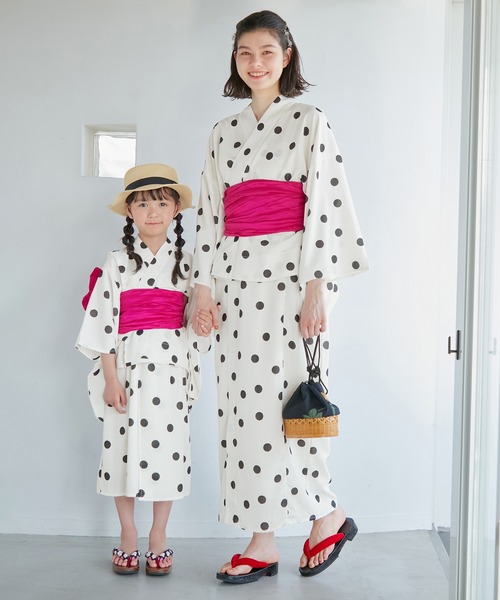 ROPE' PICNIC（ロペピクニック）の「【KIDS】浴衣キャミワンピース/リンクコーデ（浴衣・キッズ・オフホワイト/レッド系その他2/ダークラベンダー/ホワイト系その他5/ピンク系その他・L/M/S）」の19枚目の写真