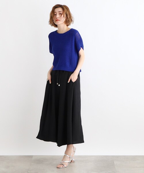 grove（グローブ）の「◆夏の暑い時期にも嬉しいリネンライクスカーチョ（その他パンツ・レディース・ブラック/ダークブラウン/ナチュラル/ネイビー・05/04/03/02/01）」の6枚目の写真