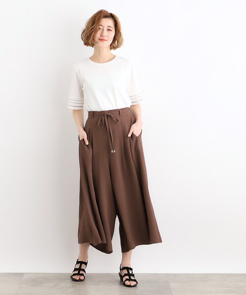 grove（グローブ）の「◆夏の暑い時期にも嬉しいリネンライクスカーチョ（その他パンツ・レディース・ブラック/ダークブラウン/ナチュラル/ネイビー・05/04/03/02/01）」の15枚目の写真