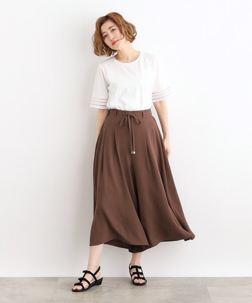 grove（グローブ）の「◆夏の暑い時期にも嬉しいリネンライクスカーチョ（その他パンツ・レディース・ブラック/ダークブラウン/ナチュラル/ネイビー・05/04/03/02/01）」の16枚目の写真