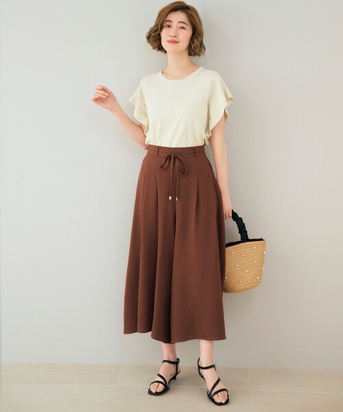 grove（グローブ）の「◆夏の暑い時期にも嬉しいリネンライクスカーチョ（その他パンツ・レディース・ブラック/ダークブラウン/ナチュラル/ネイビー・05/04/03/02/01）」の17枚目の写真