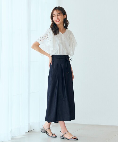 grove（グローブ）の「◆夏の暑い時期にも嬉しいリネンライクスカーチョ（その他パンツ・レディース・ブラック/ダークブラウン/ナチュラル/ネイビー・05/04/03/02/01）」の22枚目の写真