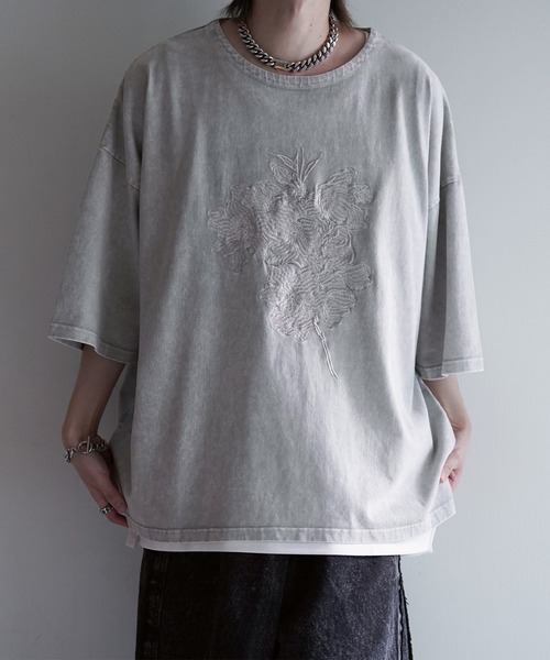 DIESEL ロングスリーブTシャツ ホワイトステッチ ピグメントグレー A06764_0GRAI_100_F.jpg
