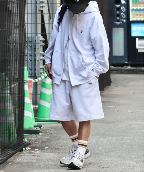 wissty（ウィスティー）の「wissty-ロゴ刺繍スウェットショーツ（スウェットパンツ・メンズ・グレー/ブラック・L/M）」の3枚目の写真