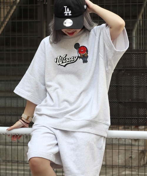 wissty（ウィスティー）の「wissty-ロゴ刺繍スウェットショーツ（スウェットパンツ・メンズ・グレー/ブラック・L/M）」の5枚目の写真