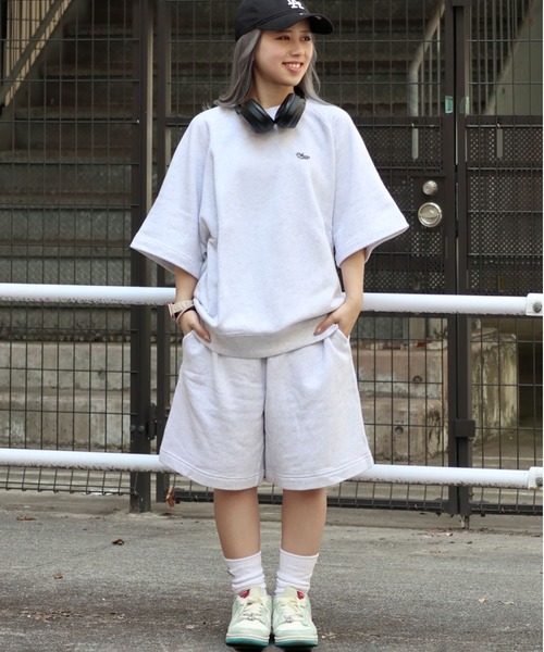 wissty（ウィスティー）の「wissty-ロゴ刺繍スウェットショーツ（スウェットパンツ・メンズ・グレー/ブラック・L/M）」の4枚目の写真