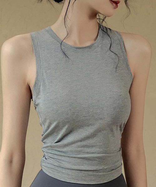 DAY CLOSET（デイ クローゼット）の「レディース バックツイストヨガタンクトップ[トレーニングウェア/ジムウェア/ピラティスウェア]（タンクトップ・レディース・ホワイト/ワイン/ブラック/ベージュ/グレー・L/M/S）」の10枚目の写真