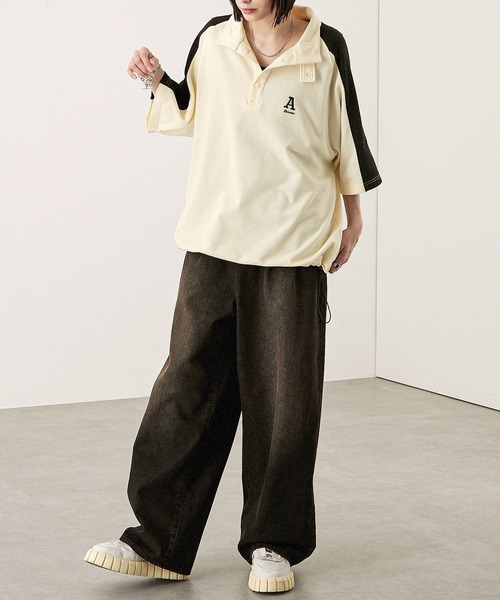 Alfred Alex(アルフレッドアレックス)の「【Alfred Alex】サイドラインハーフボタン半袖プルオーバー スウェT(Tシャツ/カットソー・メンズ・スミクロ/ネイビー/ボルドー/アイボリー・M/L)」の22枚目の写真