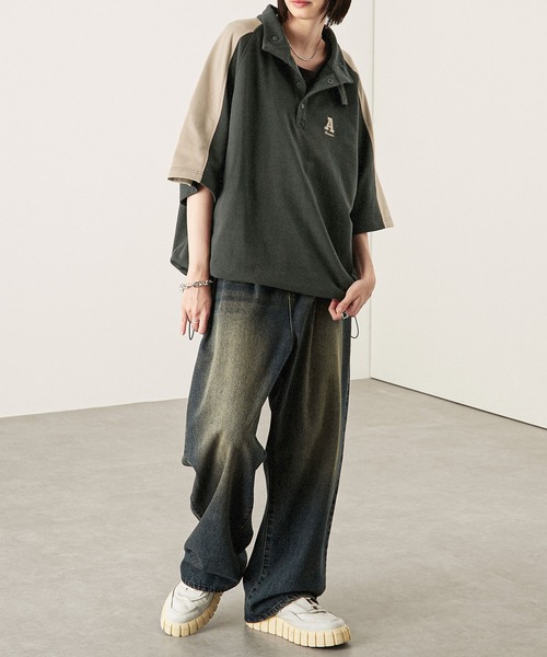 Alfred Alex(アルフレッドアレックス)の「【Alfred Alex】サイドラインハーフボタン半袖プルオーバー スウェT(Tシャツ/カットソー・メンズ・スミクロ/ネイビー/ボルドー/アイボリー・M/L)」の8枚目の写真