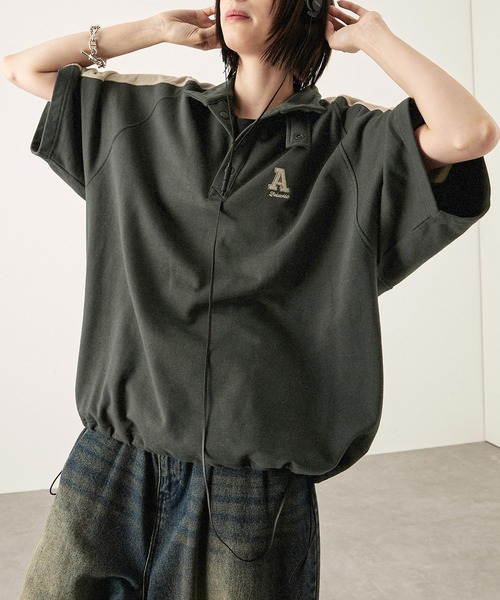Alfred Alex(アルフレッドアレックス)の「【Alfred Alex】サイドラインハーフボタン半袖プルオーバー スウェT(Tシャツ/カットソー・メンズ・スミクロ/ネイビー/ボルドー/アイボリー・M/L)」の15枚目の写真