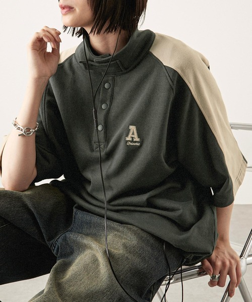 Alfred Alex(アルフレッドアレックス)の「【Alfred Alex】サイドラインハーフボタン半袖プルオーバー スウェT(Tシャツ/カットソー・メンズ・スミクロ/ネイビー/ボルドー/アイボリー・M/L)」の16枚目の写真