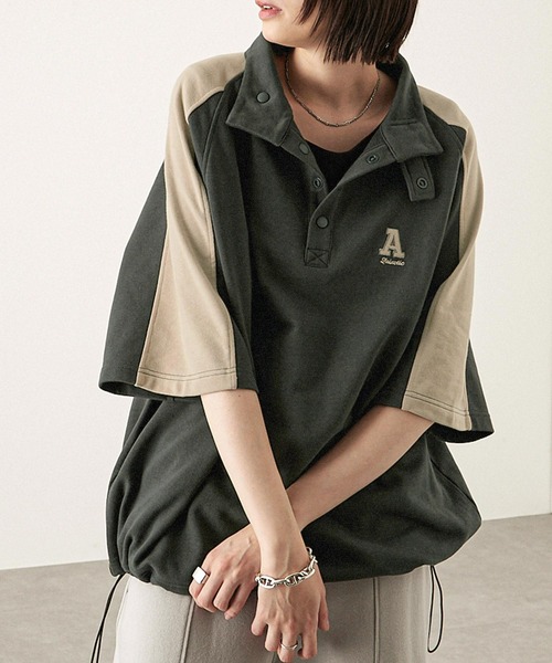 Alfred Alex(アルフレッドアレックス)の「【Alfred Alex】サイドラインハーフボタン半袖プルオーバー スウェT(Tシャツ/カットソー・メンズ・スミクロ/ネイビー/ボルドー/アイボリー・M/L)」の13枚目の写真