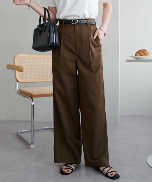 DISCOAT(ディスコート)の「タックワイドパンツ(その他パンツ・レディース・ブラウン/ブラック/グレー・FREE)」の3枚目の写真