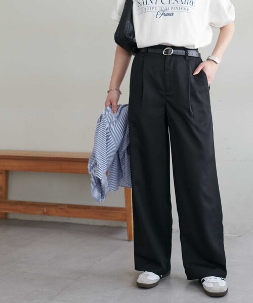 DISCOAT(ディスコート)の「タックワイドパンツ(その他パンツ・レディース・ブラウン/ブラック/グレー・FREE)」の4枚目の写真