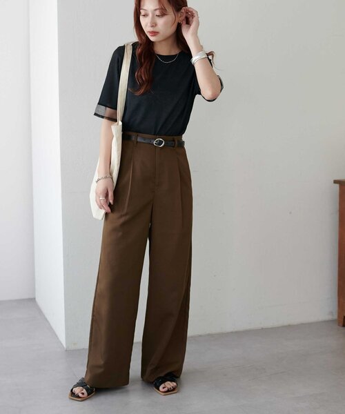 DISCOAT(ディスコート)の「タックワイドパンツ(その他パンツ・レディース・ブラウン/ブラック/グレー・FREE)」の9枚目の写真