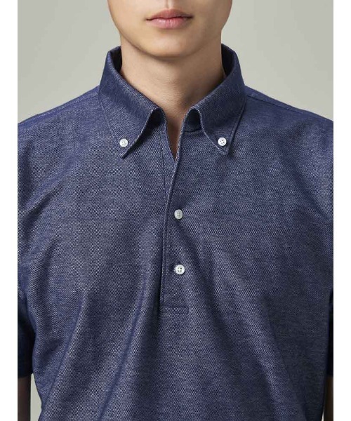 Perfect Suit FActory(パーフェクトスーツファクトリー)の「デニム調 ポロシャツ ワンピースカラー【ビジネス対応可】ネイビー/ブルー/ブラック/ブラウン(ポロシャツ・メンズ・ブラウン/ネイビー/ブラック・S/L/M/LL)」の17枚目の写真