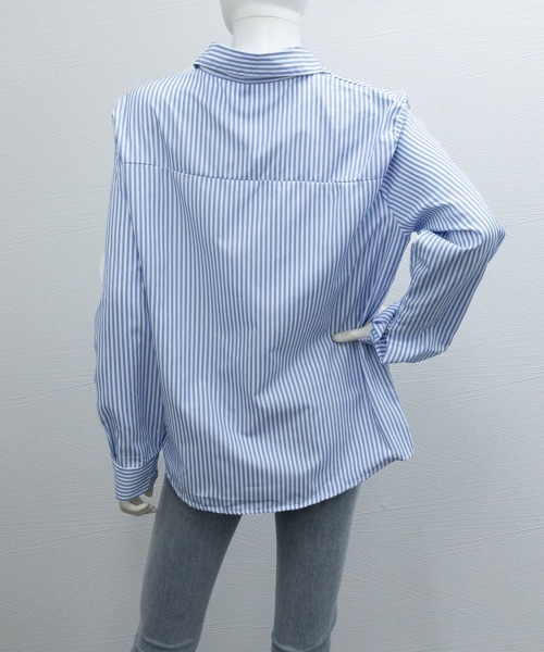 Miniministore(ミニミニストア)の「シャツブラウス 長袖 レディース 韓国風(シャツ/ブラウス・レディース・ブルー/グレー・FREE)」の16枚目の写真