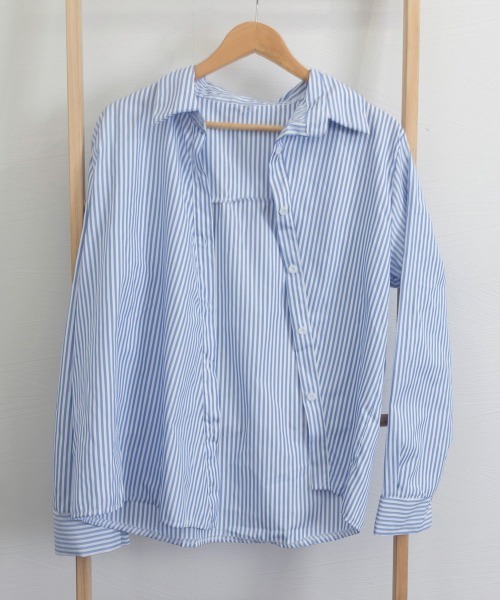 Miniministore(ミニミニストア)の「シャツブラウス 長袖 レディース 韓国風(シャツ/ブラウス・レディース・ブルー/グレー・FREE)」の18枚目の写真