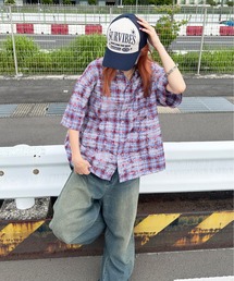 加工オンブレチェックシャツ