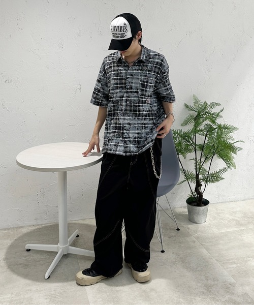 sedacle（セダクル）の「加工オンブレチェックシャツ（シャツ/ブラウス・メンズ・ブルー/ブラック/レッド・SMALL/MEDIUM/LARGE）」の14枚目の写真