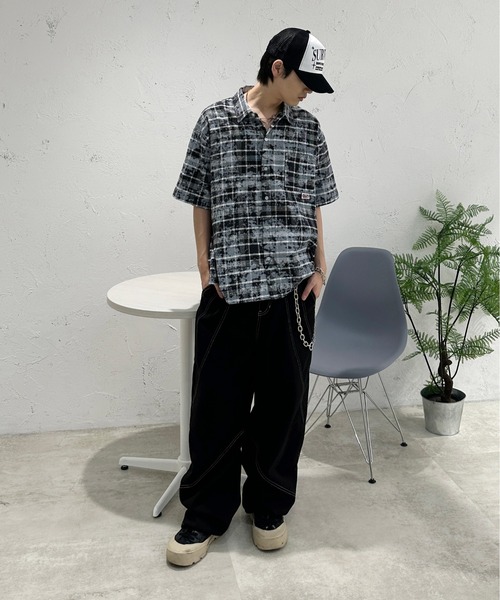 sedacle（セダクル）の「加工オンブレチェックシャツ（シャツ/ブラウス・メンズ・ブルー/ブラック/レッド・SMALL/MEDIUM/LARGE）」の15枚目の写真