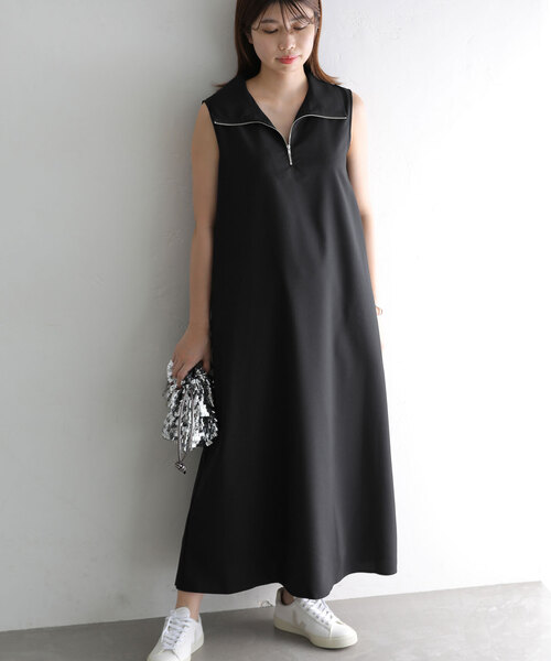 La TOTALITE(ラトータリテ)の「ハーフジップワンピース(ワンピース・レディース・ブラック/ブラウン・36/38)」の6枚目の写真