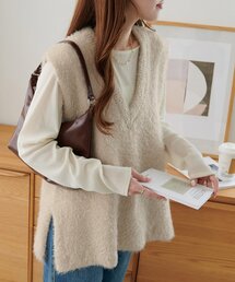 DISCOAT（ディスコート）の「フェザーヤーンチュニックベスト《WEB限定カラーあり》（ベスト）」