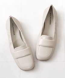 HALMANERA ハルマネラ スクエアトゥレザーフラットパンプス