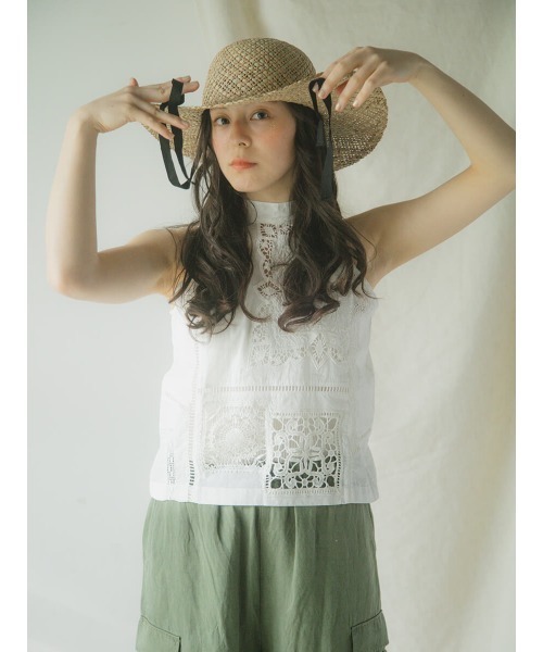 FIKA.(フィーカ)の「Cutwork lace blouse(シャツ/ブラウス・レディース・オフホワイト/ブラック・MEDIUM)」の1枚目の写真