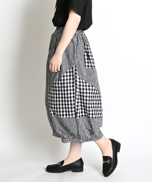 美品　ubasoku リネン　フレアパンツ　バルーンパンツ　ギンガムチェック 楽天市場】ubasoku (ウバソク) バルーン パンツの通販