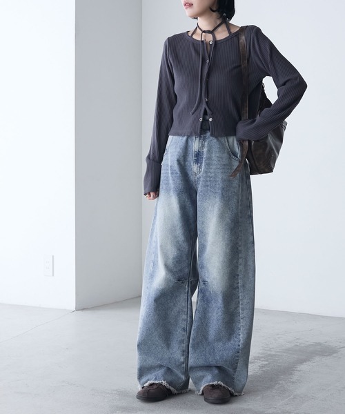 forksy.(フォルクシー)の「【forksy.】リメイク風 サイド切り替え デニムカーブパンツ(デニムパンツ・レディース・インディゴブルー/ブルー系/ダークグレー/ブルー系その他/ブルー系その他2・L/M)」の20枚目の写真