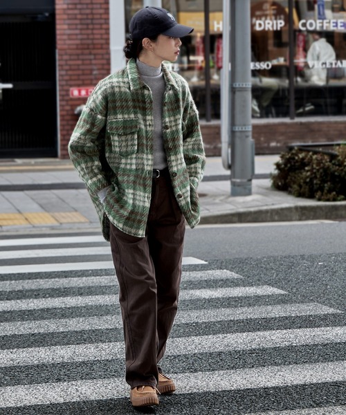 【セール】ウールライクシャギーチェックジャケット（シャツ/ブラウス）｜etoll.（エトル）