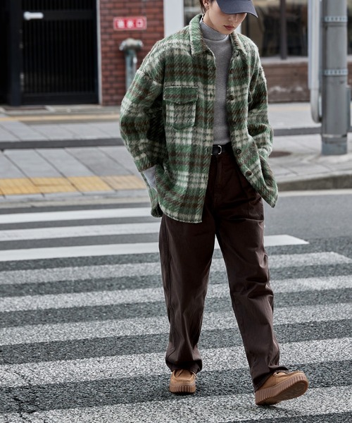 【セール】ウールライクシャギーチェックジャケット（シャツ/ブラウス）｜etoll.（エトル）