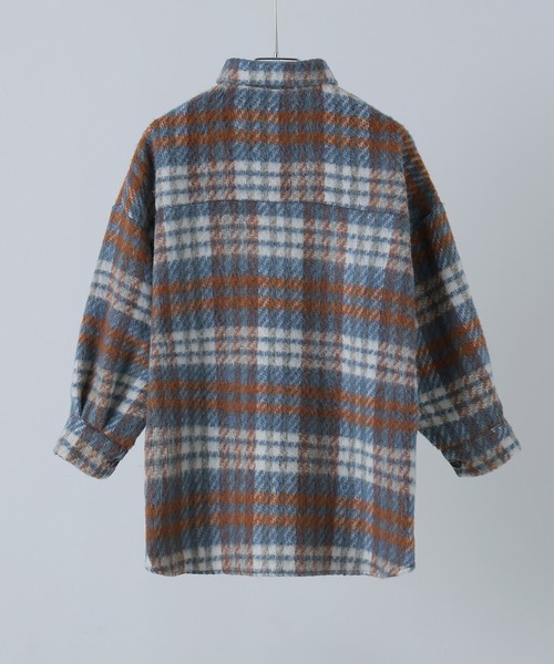 【セール】ウールライクシャギーチェックジャケット（シャツ/ブラウス）｜etoll.（エトル）