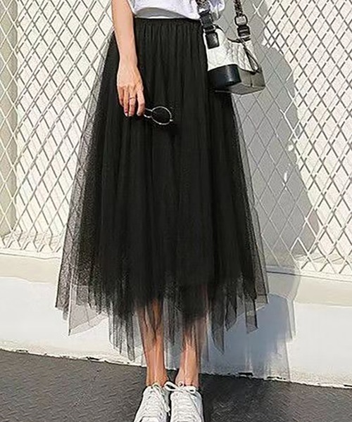 AsheKsha(アシクシャ)の「チュールスカート(スカート・レディース・ネイビー/ブラック/ベージュ・F)」の9枚目の写真