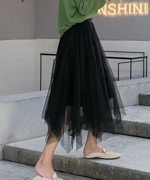 AsheKsha(アシクシャ)の「チュールスカート(スカート・レディース・ネイビー/ブラック/ベージュ・F)」の11枚目の写真