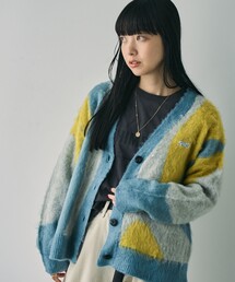 PENNEYS(ぺニーズ)別注シャギージャガードVネックカーディガン(ライトブルー)