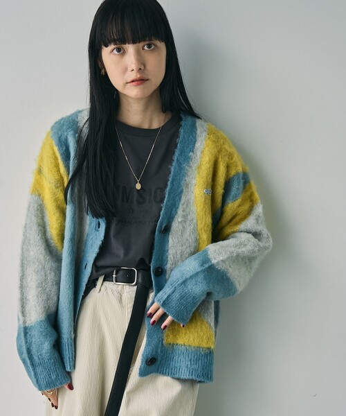 PENNEYS（ぺニーズ）の「PENNEYS（ぺニーズ）別注シャギージャガードVネックカーディガン（ライトブルー）（カーディガン/ボレロ・レディース・ライトブルー・M/L）」の5枚目の写真