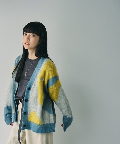 PENNEYS（ぺニーズ）の「PENNEYS（ぺニーズ）別注シャギージャガードVネックカーディガン（ライトブルー）（カーディガン/ボレロ・レディース・ライトブルー・M/L）」の10枚目の写真