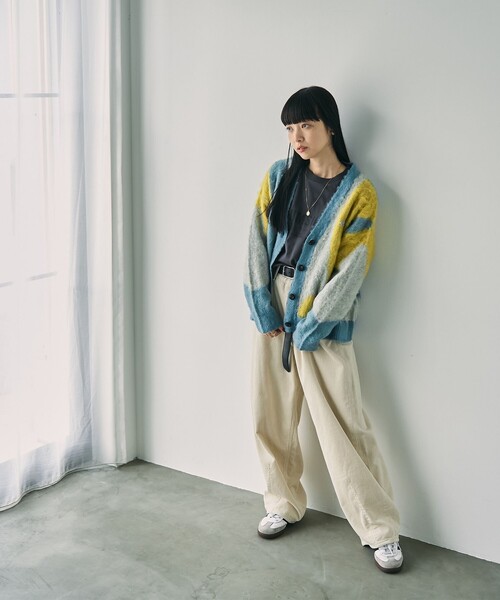 PENNEYS（ぺニーズ）の「PENNEYS（ぺニーズ）別注シャギージャガードVネックカーディガン（ライトブルー）（カーディガン/ボレロ・レディース・ライトブルー・M/L）」の12枚目の写真