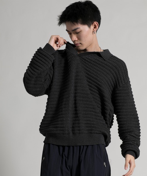 aimoha（アイモハ）の「【aimoha neo】Ribbed Classic Pullover（ニット/セーター・メンズ・ブラウン/グレー・MEDIUM/LARGE/X-LARGE）」の6枚目の写真
