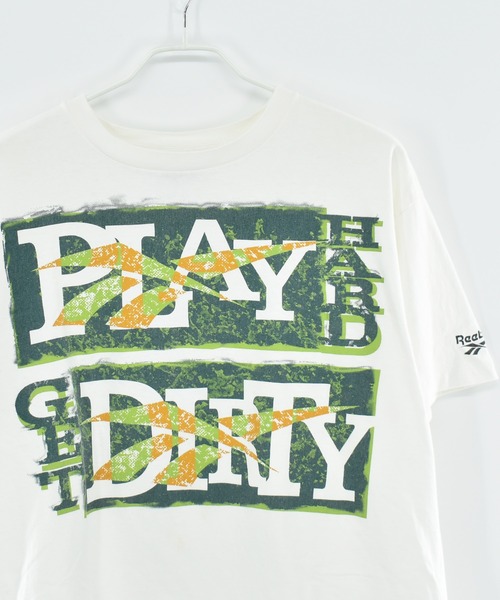 【ヴィンテージ古着】90’s Reebok PLAY HARD GET DIRTY プリントTシャツ（Tシャツ/カットソー）｜Reebok（リーボック）