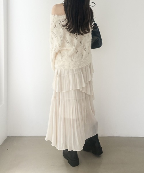 Heather（ヘザー）の「透かし編みフェザーニット　151214（ニット/セーター・レディース・グレー/アイボリー/ピンク・FREE）」の7枚目の写真