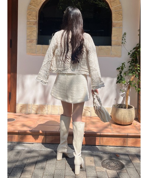 MIIA（ミーア）の「フリンジツイードジャケット（カーディガン/ボレロ・レディース・ベージュ/ブラック/オフホワイト・FREE）」の18枚目の写真