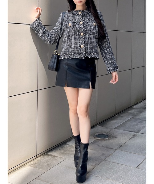 フリンジツイードジャケット（カーディガン/ボレロ）｜MIIA（ミーア