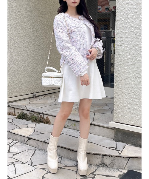 フリンジツイードジャケット（カーディガン/ボレロ）｜MIIA（ミーア